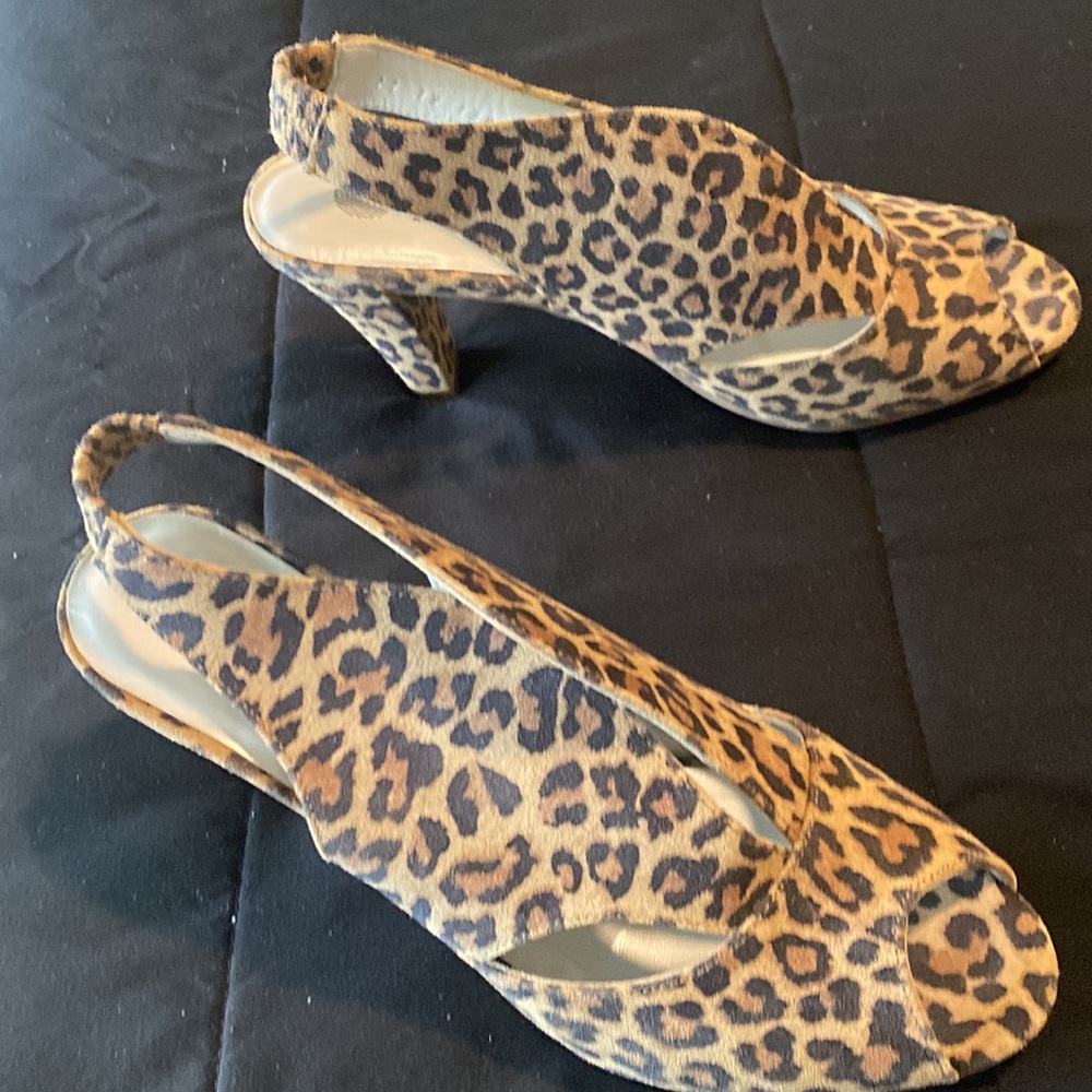 Leopard Print Open Toe Sling Backs. - image 2